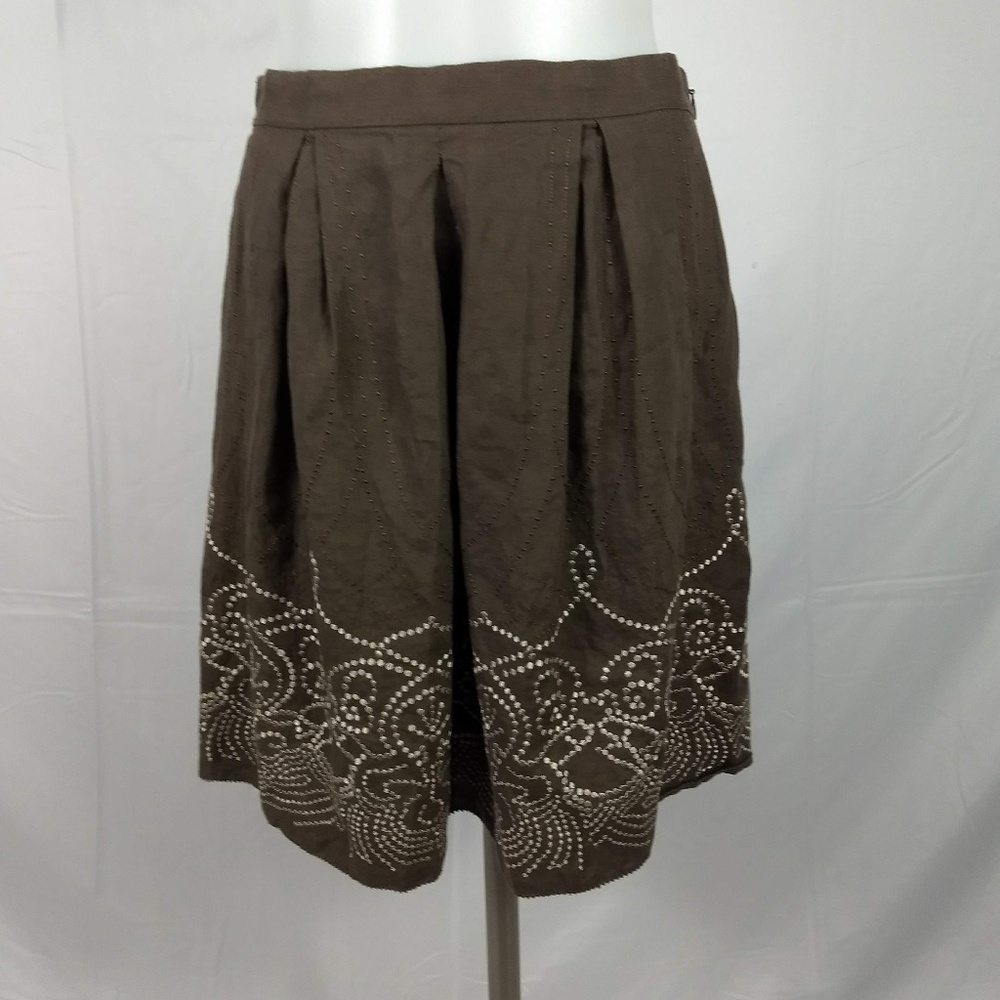 Elie Tahari Size 2 Brown Linen Skirt - Picture 1 of 7